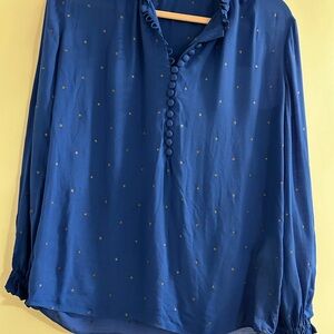 Chic Blue Blouse with Button Accents